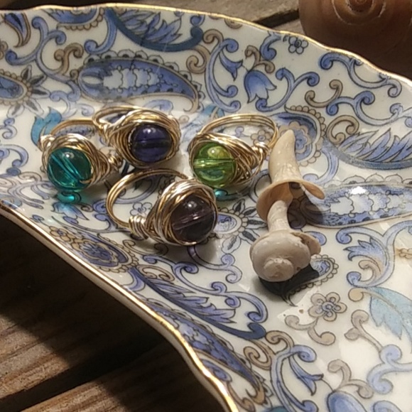 NWT Handmade Gold&Silver Glass Bead Ring - Picture 4 of 7